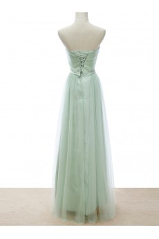 Tulle Strapless Floor Length Sleeveless A-line Dress with Ruched, Bow