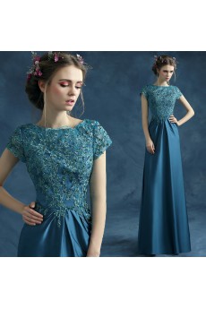 Chiffon, Lace Jewel Floor Length Cap Sleeve Sheath Dress with Embroidered, Sequins