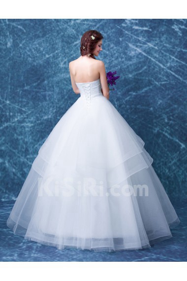 Tulle Sweetheart Floor Length Sleeveless Ball Gown Dress with Bow