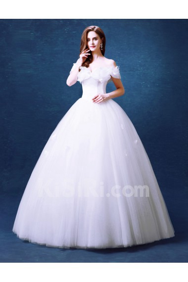 Tulle Off-the-Shoulder Floor Length Ball Gown Dress