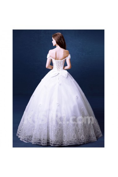 Organza Off-the-Shoulder Floor Length Ball Gown Dress with Sequins