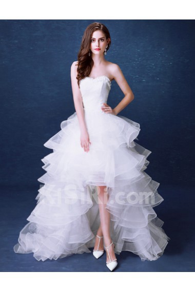 Lace, Tulle Sweetheart Knee-Length Sleeveless Ball Gown Dress with Pearl