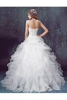 Organza Sweetheart Floor Length Sleeveless Ball Gown Dress with Bow, Sequins