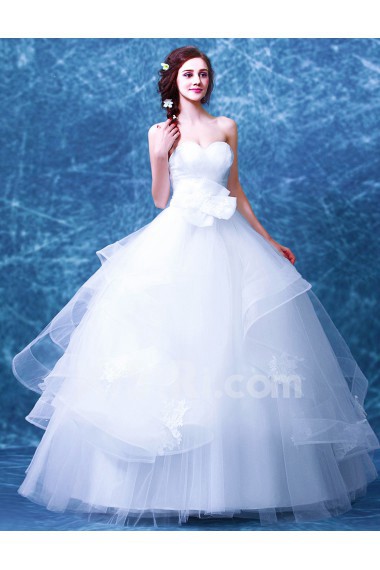 Tulle Sweetheart Floor Length Sleeveless Ball Gown Dress with Bow