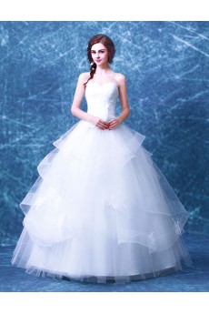 Tulle Sweetheart Floor Length Sleeveless Ball Gown Dress with Bow