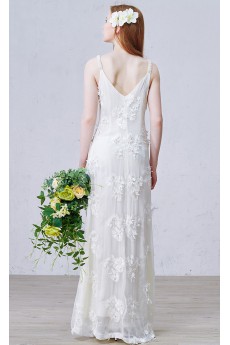 Chiffon Square Floor Length Sleeveless Column Dress with Handmade Flowers