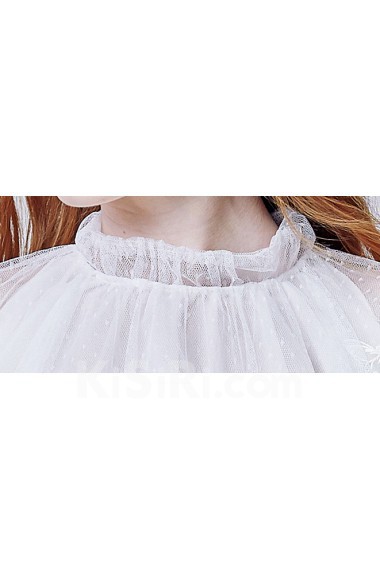 Tulle High Collar Mini/Short Three-quarter Dress with Handmade Butterfly