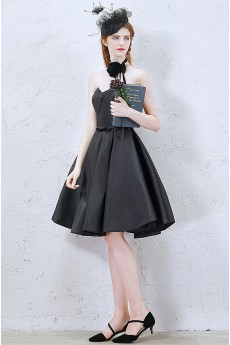 Satin Sweetheart Knee-Length Sleeveless Ball Gown Dress with Bow