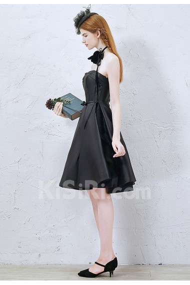 Satin Sweetheart Knee-Length Sleeveless Ball Gown Dress with Bow