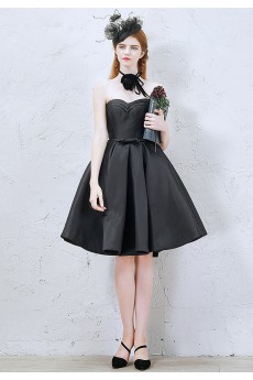 Satin Sweetheart Knee-Length Sleeveless Ball Gown Dress with Bow