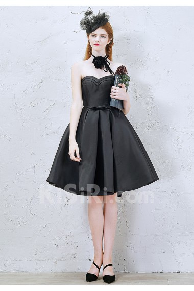 Satin Sweetheart Knee-Length Sleeveless Ball Gown Dress with Bow