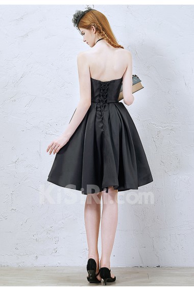 Satin Sweetheart Knee-Length Sleeveless Ball Gown Dress with Bow