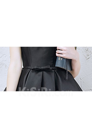 Satin Sweetheart Knee-Length Sleeveless Ball Gown Dress with Bow