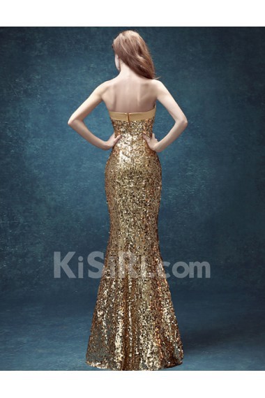 Sequins Sweetheart Floor Length Sleeveless Mermaid Dress with Bow, Rhinestone