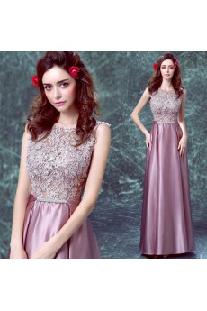 Chiffon, Lace Jewel Floor Length Sleeveless Sheath Dress with Embroidered, Bow