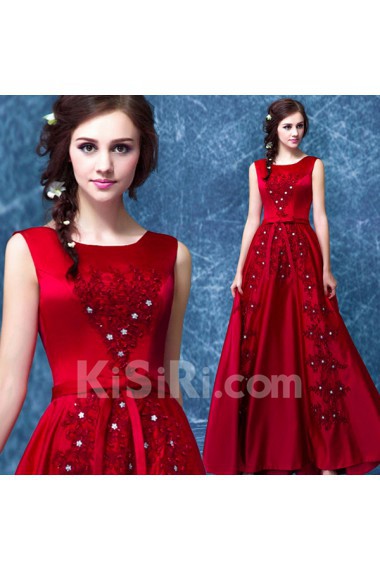 Chiffon Scoop Floor Length Sleeveless Sheath Dress with Rhinestone, Beads