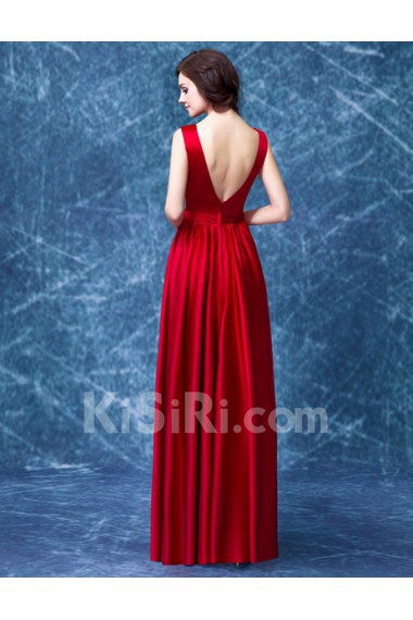 Chiffon Scoop Floor Length Sleeveless Sheath Dress with Rhinestone, Beads