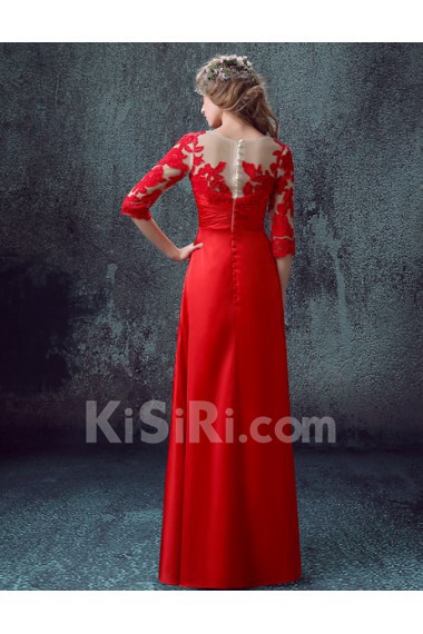 Chiffon Sweetheart Floor Length Half Sleeve Sheath Dress with Ruched