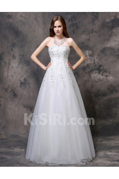 Organza, Lace Sweetheart Floor Length Sleeveless A-line Dress with Sequins, Rhinestone