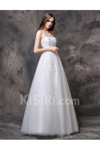 Organza, Lace Sweetheart Floor Length Sleeveless A-line Dress with Sequins, Rhinestone