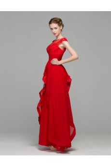 Chiffon Scoop Floor Length Cap Sleeve Sheath Dress with Sequins