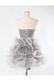 Tulle, Satin Strapless Mini/Short Sleeveless Ball Gown Dress with Rhinestone