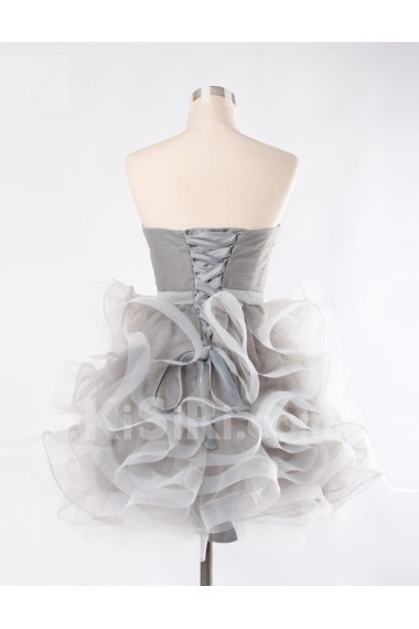 Tulle, Satin Strapless Mini/Short Sleeveless Ball Gown Dress with Rhinestone