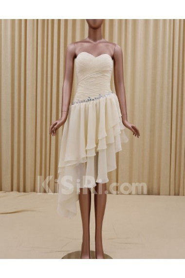 Tulle, Satin Sweetheart Knee-Length Sleeveless A-line Dress with Rhinestone