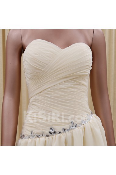 Tulle, Satin Sweetheart Knee-Length Sleeveless A-line Dress with Rhinestone