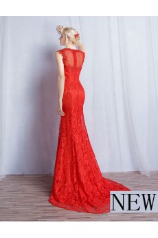 Tulle, Lace Jewel Sweep Train Sleeveless Mermaid Dress with Sequins