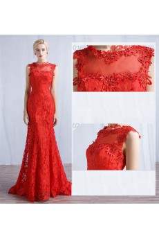 Tulle, Lace Jewel Sweep Train Sleeveless Mermaid Dress with Sequins