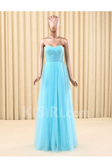 Tulle Sweetheart Floor Length Sleeveless A-line Dress with Ruched