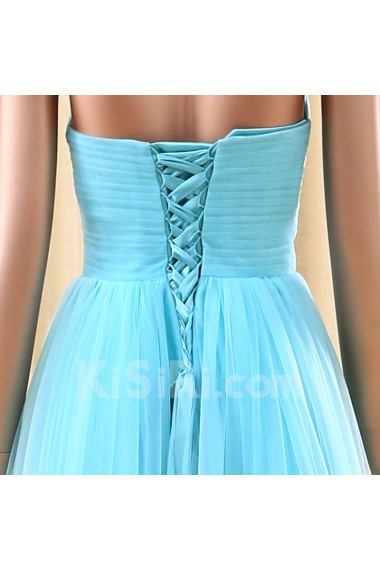 Tulle Sweetheart Floor Length Sleeveless A-line Dress with Ruched