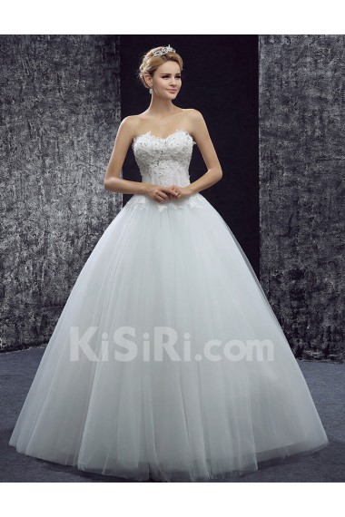 Lace, Tulle Sweetheart Floor Length Sleeveless Ball Gown Dress with Bead