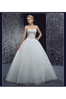 Lace, Tulle Sweetheart Floor Length Sleeveless Ball Gown Dress with Bead