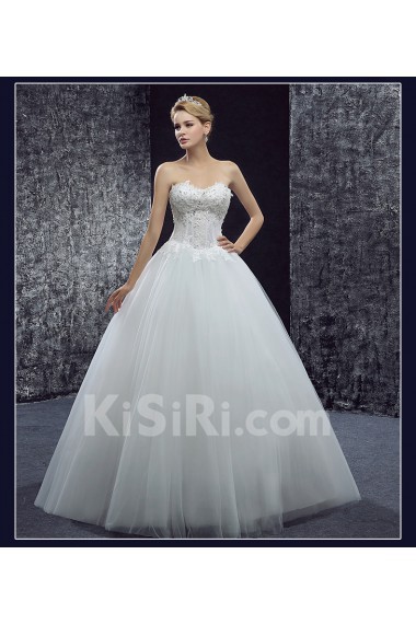 Lace, Tulle Sweetheart Floor Length Sleeveless Ball Gown Dress with Bead