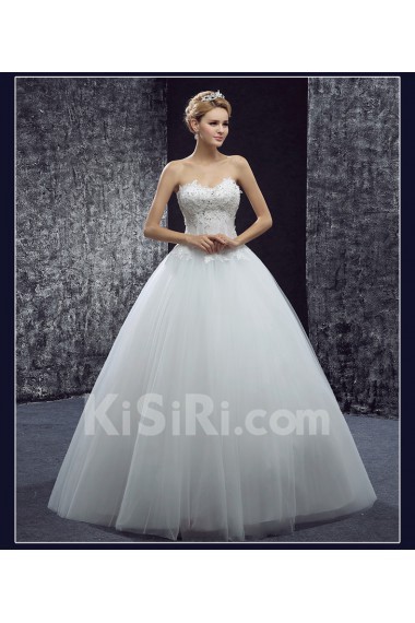 Lace, Tulle Sweetheart Floor Length Sleeveless Ball Gown Dress with Bead