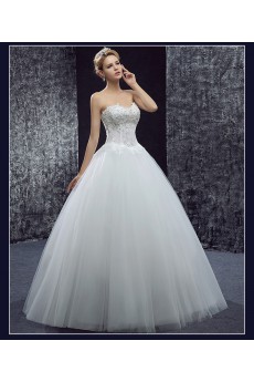 Lace, Tulle Sweetheart Floor Length Sleeveless Ball Gown Dress with Bead