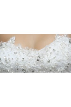 Lace, Tulle Sweetheart Floor Length Sleeveless Ball Gown Dress with Bead