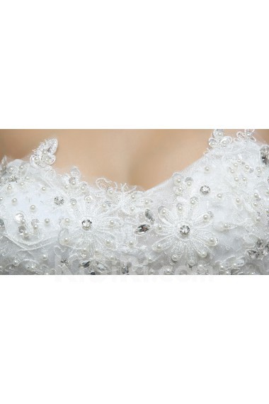 Lace, Tulle Sweetheart Floor Length Sleeveless Ball Gown Dress with Bead