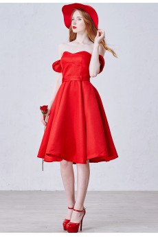 Chiffon, Satin Off-the-Shoulder Knee-Length A-line Dress with Sash