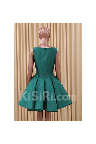 Tulle, Satin Square Mini/Short Sleeveless A-line Dress with Bow