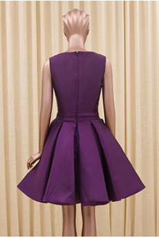 Tulle, Satin Square Mini/Short Sleeveless A-line Dress with Bow