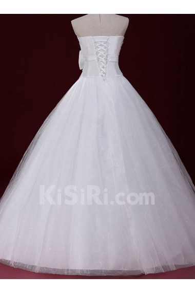 Lace, Tulle Strapless Floor Length Sleeveless Ball Gown Dress with Sequins, Bow