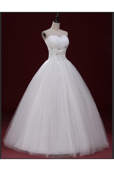 Tulle Sweetheart Floor Length Sleeveless Ball Gown Dress with Applique, Sequins