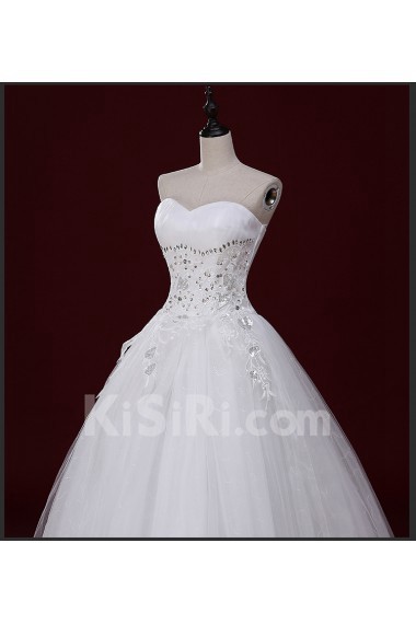 Tulle Sweetheart Floor Length Sleeveless Ball Gown Dress with Applique, Sequins