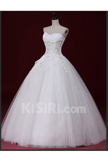 Tulle Sweetheart Floor Length Sleeveless Ball Gown Dress with Applique, Sequins