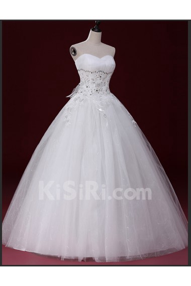 Tulle Sweetheart Floor Length Sleeveless Ball Gown Dress with Applique, Sequins