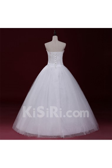 Lace, Tulle Sweetheart Floor Length Sleeveless Ball Gown Dress with Handmade Flowers, Sequins