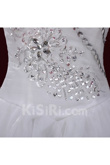 Tulle Sweetheart Floor Length Sleeveless Ball Gown Dress with Sequins, Rhinestone